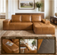 LLappuil 114" Sectional Sofa, Modular Sectional Couch with Left Chaise, Deep Seat Faux Leather Boneless Cloud Sofa for Living Room