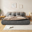 LLappuil Upholstered Platform Bed King Size, Oversized Wood Bed Frame with Padded Backrest Gray