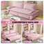LLappuil 73" Pull Out Sofa Bed Queen Size, Velvet Loveseat Sofa Couch Convertible Sofa Bed for Living Room Pink