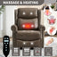 LLappuil Recliner Chair, 360° Swivel Massage Recliner Chair with Heat, Genuine Leather Nursery Glider Rocker Manual Recliner Chair with Side Pockets for Living Room, Bedroom Gray