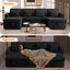 LLappuil Sectional Sofa, 107" U Shaped Sectional Couch with Storage Chaise, Adjustable Backrest, USB Charger, Cup Holder & Side Pocket, Corduroy Sofa with Pull Out Sofa Bed for Living Room Black