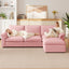 LLappuil Sectional Sofa, Cloud Sectional Couch with Movable Ottoman, 4 Seat Chenille Sofa Couch for Living Room Pink
