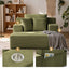 LLappuil Chaise Lounge Chair Indoor, Corduroy Boneless Sofa Bed with Cup Holder, Deep Seat Sleeper Couch Reading Chairs, Cloud Sofas Couches for Living Room, No Assembly Required Green