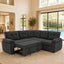 LLappuil 85" x 85" Sectional Sofa, L Shaped Sectional Couch with Pull Out Sofa Bed, Convertible Sofa Bed with Hidden Storage, Polyester Fabric 5 Seat Sofa Couch for Living Room