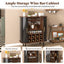 LLappuil 28" Wine Bar Cabinet, Coffee Bar Cabinet with 8-Grid Wine Rack, 5-Level Adjustable Shelves, 2 Glass Holders, 4 Hidden Storage Space