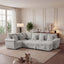 LLappuil Sectional Sofa, 103" Sectional Couch with Pull Out Sofa Bed, 6 Seat Corduroy Sofa with USB Charging Port, Corner Coffee Tabletop, Cup Holder Convertible Sofa Bed for Living Room Light Gray