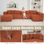 LLappuil 146" Sectional Sofa, U Shaped Sectional Couch with Chaise, 5 Seat Corduroy Sofa Convertible Sleeper Sofa Bed for Living Room Orange