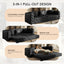 LLappuil 89" Faux Leather Chesterfield Sofa, Oversized Pull Out Sofa Bed King Size, Loveseat Sofa Couch Convertible Sofa Bed for Living Room Black