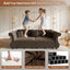 LLappuil 98" Pull Out Sofa Bed King Size, Oversized Chesterfield Velvet Sofa with Flower Tufting, Loveseat Sofa Couch Convertible Sofa Bed for Living Room Brown