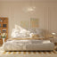 LLappuil Upholstered Platform Bed Queen Size, Oversized Wood Bed Frame with Padded Backrest Beige