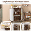 LLappuil 28" Wine Bar Cabinet, Coffee Bar Cabinet with 8-Grid Wine Rack, 5-Level Adjustable Shelves, 2 Glass Holders, 4 Hidden Storage Space