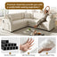 LLappuil Sectional Sofa, 85" Sectional Couch with Pull Out Sofa Bed King Size, 5 Seat Teddy Sofa Convertible Sofa Bed for Living Room Beige