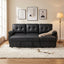 LLappuil 88" Sectional Sofa, Mid-Century L Shaped Sectional Couch with Pull Out Sofa Bed, Convertible Sofa Bed with Storage Chaise for Living Room, Foil Fabric Black