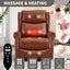 LLappuil Recliner Chair, 360° Swivel Massage Recliner Chair with Heat, Genuine Leather Nursery Glider Rocker Manual Recliner Chair with Side Pockets for Living Room, Bedroom Dark Brown