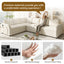 LLappuil Sectional Sofa, 115" Sectional Couch with Pull Out Sofa Bed King Size, 6 Seat Teddy Sofa Convertible Sofa Bed for Living Room Beige