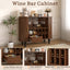 LLappuil 39" Wine Bar Cabinet, Coffee Bar Cabinet with 6 Wine Racks, 3 Glass Holders, 4 Hidden Storage Space
