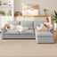 LLappuil Sectional Sofa, Cloud Sectional Couch with Movable Ottoman, 4 Seat Chenille Sofa Couch for Living Room Gray