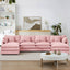 LLappuil Modular Sectional Sofa, Sectional Couch with 2 Movable Ottoman, Chenille 6 Seat Cloud Sofa Couch for Living Room Pink