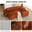 LLappuil Modular Sectional Sofa, 138" Oversized Sectional Couch Wiht USB & Wireless Charge, 6 Seat Corduroy Sofa Couch with Coffee Table Board for Living Room Orange