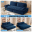 LLappuil 73" Pull Out Sofa Bed Queen Size, Velvet Loveseat Sofa Couch Convertible Sofa Bed for Living Room Blue