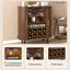 LLappuil 28" Wine Bar Cabinet, Coffee Bar Cabinet with 8-Grid Wine Rack, 5-Level Adjustable Shelves, 2 Glass Holders, 4 Hidden Storage Space