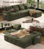 LLappuil 108" Sectional Sofa, Oversized Sectional Couch with Pull Out Sofa Bed, Chenille Sofa Couch Convertible Sofa Bed with Recliner Chair, Small Tabletop, Storage Chaise for Living Room