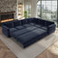 LLappuil Sectional Sofa, Pull Out Sofa Bed King Size, 6 Seat Chenille Sofa Couch Convertible Sleeper Sofa Bed for Living Room Blue