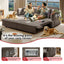 LLappuil Pull Out Sofa Bed Queen Size, 68" Loveseat Sofa with Bluetooth Speakers, USB Ports, Side Pockets, Corduroy Sofa Couch Convertible Sofa Bed for Living Room Brown