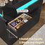 LLappuil TV Stand with Drawers, 6 Drawer Dresser for Bedroom, Chest of Drawers with LED Light Black