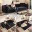 LLappuil Pull Out Sofa Bed King Size, 98" Tufted 3 Seat Sofa Convertible Sleeper Sofa Bed, Oversized 28" Deep Seat Velvet Sofa Couch for Living Room Black