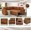 LLappuil 76" x 76" Sectional Sofa, Sectional Couch with Pull Out Sofa Bed Twin Size, 4 Seat Sofa Couch with Cup Holders & Side Pocket Convertible Sofa Bed for Living Room, Foil Fabric Brown