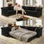 LLappuil 115" Sectional Sofa, Oversized Sectional Couch with Pull Out Sofa Bed King Size, Velvet Button Tufted Chesterfield Sofa Couch with Trim Rolled Arms for Living Room Black