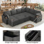 LLappuil 110" Sectional Sofa, Sectional Couch with Pull Out Sofa Bed Queen Size, 6 Seat Chenille Sofa with Hidden Storage Armrest, Cup Holders, Charging Ports for Living Room Gray
