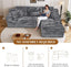LLappuil 108" Sectional Sofa, Modular Sectional Couch with Left Chaise, Boneless Corduroy Cloud Sofa for Living Room Gray