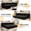 LLappuil 89" Loveseat Sofa, Pull Out Sofa Bed King Size, Chesterfield Sofa Convertible Sleeper Sofa Bed, Velvet 3-Seater Sofa with Movable Ottoman for Living Room Black