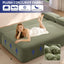 LLappuil Futon Sofa Bed, 79" Loveseat Sofa Convertible Sofa Bed Queen Size, Corduroy Sofa Couch for Living Room Green