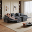 LLappuil 141" Sectional Sofa, Oversized Modular Sectional Couch with Power Electric Recliner, Cloud Sofa Couch with Center Console, USB Charging Ports, Small Tabletop for Living Room