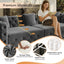 LLappuil 89" Velvet Chesterfield Sofa, Oversized Pull Out Sofa Bed King Size, Loveseat Sofa Couch Convertible Sofa Bed for Living Room Gray