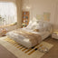 LLappuil Upholstered Platform Bed King Size, Oversized Wood Bed Frame with Padded Backrest Beige