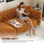 LLappuil Pull Out Sofa Bed King Size, 98" Tufted 3 Seat Sofa Convertible Sleeper Sofa Bed, Oversized 28" Deep Seat Velvet Sofa Couch for Living Room Orange