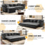 LLappuil 89" Loveseat Sofa, Pull Out Sofa Bed King Size, Chesterfield Sofa Convertible Sleeper Sofa Bed, Velvet 3-Seater Sofa with Movable Ottoman for Living Room Gray