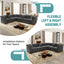 LLappuil 115" Sectional Sofa, Oversized Sectional Couch with Pull Out Sofa Bed King Size, Velvet Button Tufted Chesterfield Sofa Couch with Trim Rolled Arms for Living Room Gray