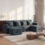 LLappuil 107" Sectional Sofa, U Shaped Sectional Couch with Storage Chaise, Pull Out Sofa Bed Convertible Sofa Bed, Corduroy Sofa Couch with USB Charging Port, Cup Holder for Living Room Dark Gray