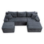 LLappuil Sectional Sofa, 106" U Shaped Modular Sectional Couch with Left Chaise, Cloud Courduroy Sofa Couch with Movable Ottoman for Living Room Gray
