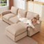 LLappuil Sectional Sofa, Cloud Sectional Couch with Movable Ottoman, 4 Seat Chenille Sofa Couch for Living Room Brown