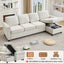 LLappuil Sectional Sofa, 107" Sectional Couch with Pull Out Sofa Bed Queen Size, 4 Seat Velvet Sofa with Memory Foam Mattress for Living Room Beige