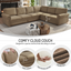 LLappuil Sectional Sofa Couch, Oversized Chenille Sofa with Pull Out Sofa Bed for Living Room Camel