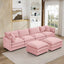 LLappuil Modular Sectional Sofa, Sectional Couch with 2 Movable Ottoman, Chenille 6 Seat Cloud Sofa Couch for Living Room Pink