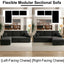 LLappuil 84" Sectional Sofa, Sectional Couch with Pull Out Sofa Bed Convertible Sofa Bed, Corduroy Sofa Couch with Storage Chaise, Small Desktop, Cup Holders, Charging Port for Living Room Black