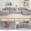 LLappuil 146" Sectional Sofa, U Shaped Sectional Couch with Chaise, 5 Seat Corduroy Sofa Convertible Sleeper Sofa Bed for Living Room Gray